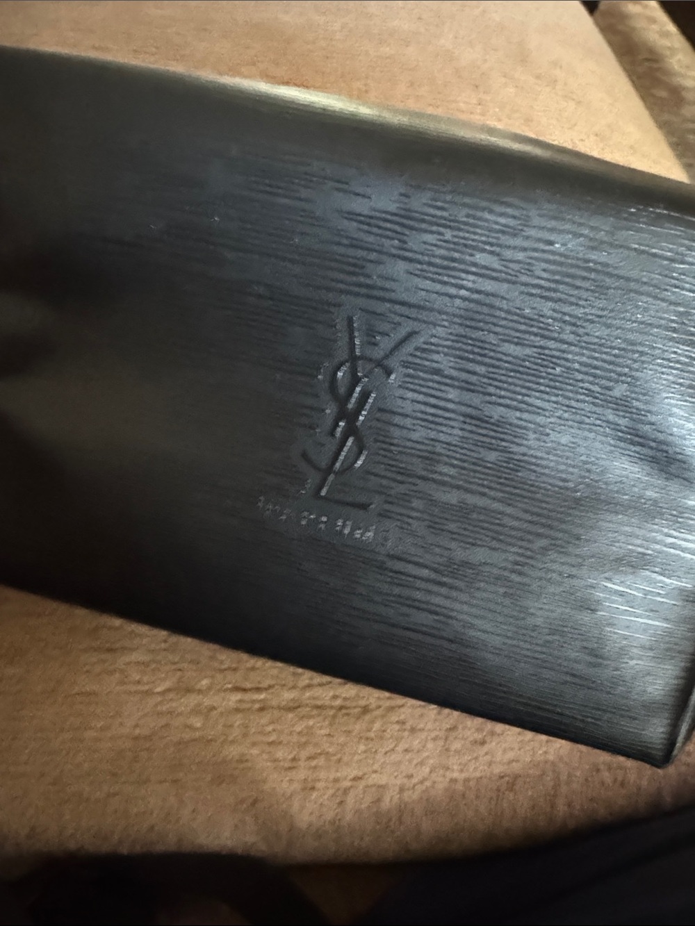 Black Embossed YSL Leather Clutch Wallet